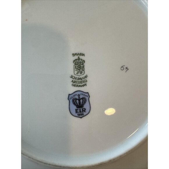 Schumann Arzberg Germany Bavaria Gray Cat Plate 7 1/4" Golden Crown E&R - Picture 6 of 8